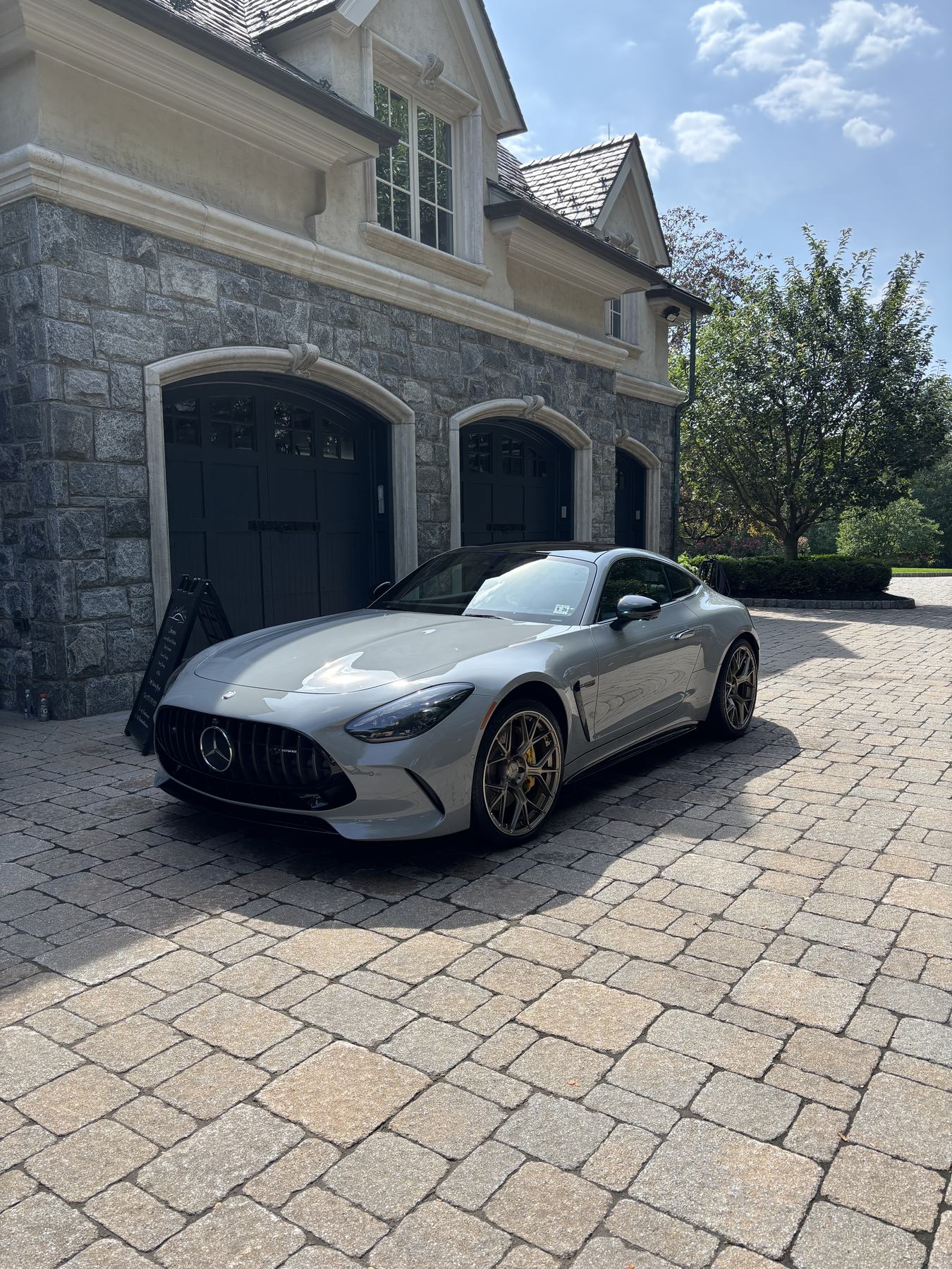 Silver Mercedes-AMG GT detailed by Avanti Car Care near Edgewater, NJ